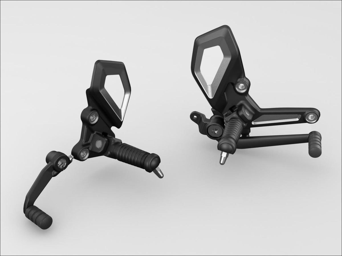 BMW Option 719 Shadow Foot Peg System, Black (77255A7EFB7/77255A7EFB8)