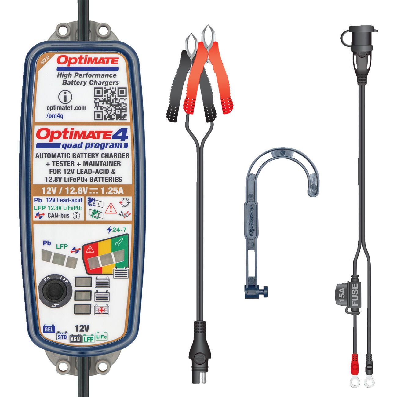 OptiMATE 4 Quad Program Battery Charger 12V 9 Step - High Road Motorsports - Battery Charger - 08-4140 - Optimate