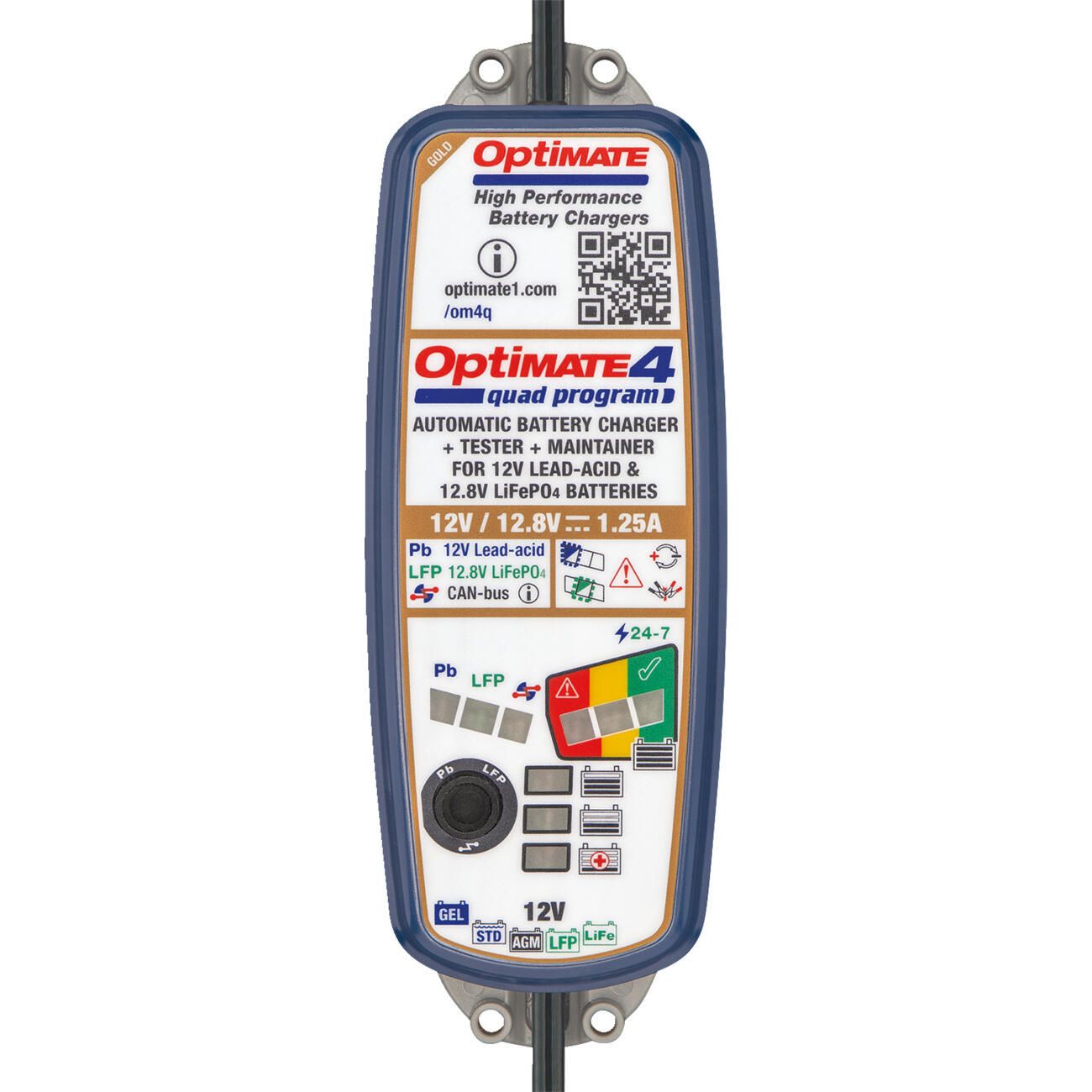 OptiMATE 4 Quad Program Battery Charger 12V 9 Step - High Road Motorsports - Battery Charger - 08-4140 - Optimate