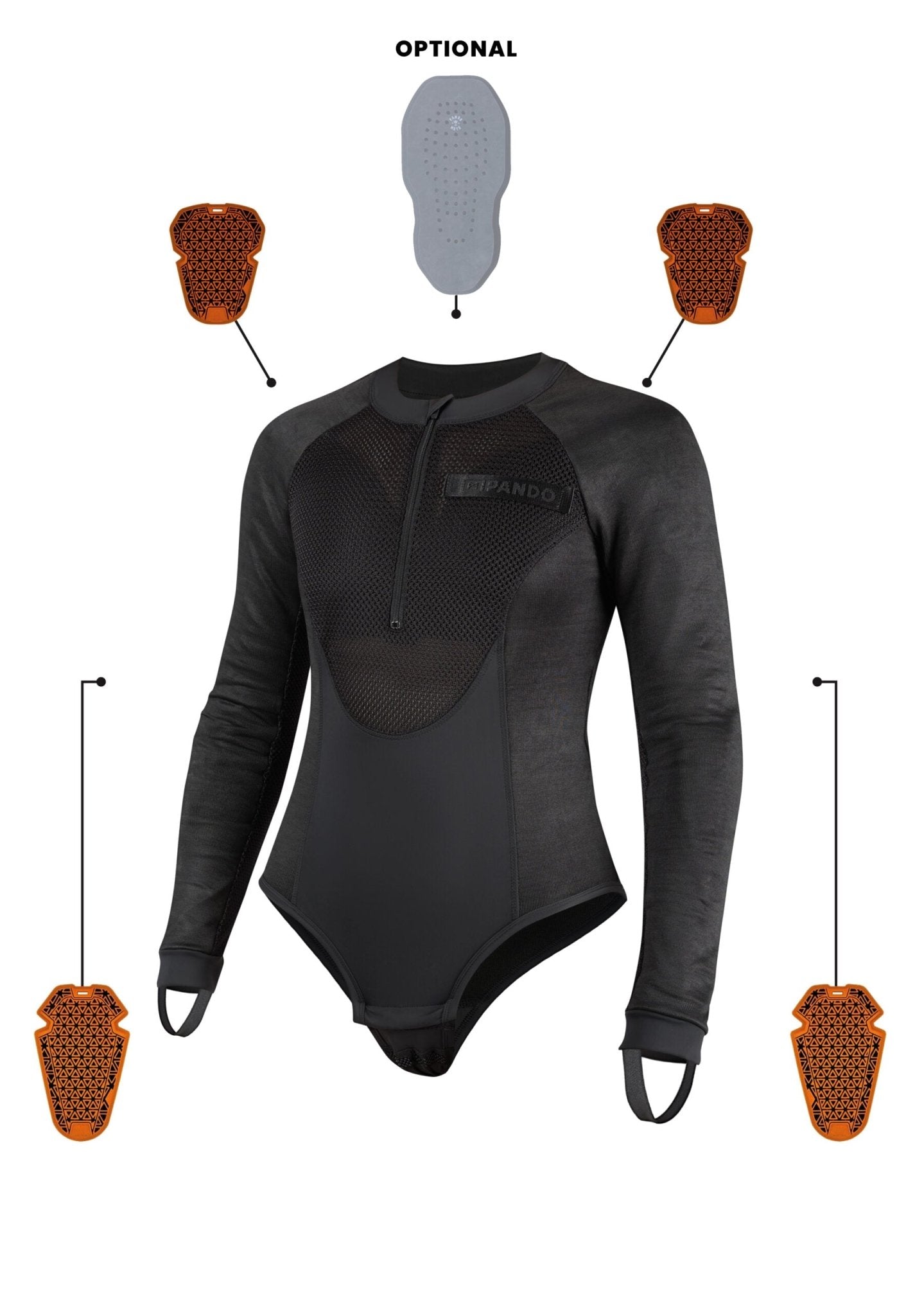 PANDO MOTO Bia Women's Armored Body Suit - High Road Motorsports - Armored Body Suit - BIA-BLACK-XXS - Pando Moto