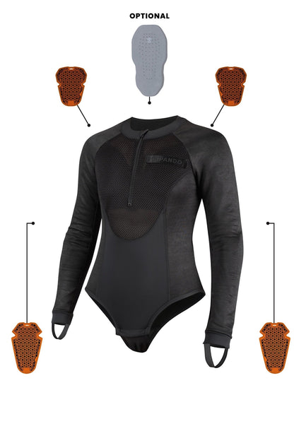 PANDO MOTO Bia Women's Armored Body Suit - High Road Motorsports - Armored Body Suit - BIA-BLACK-XXS - Pando Moto