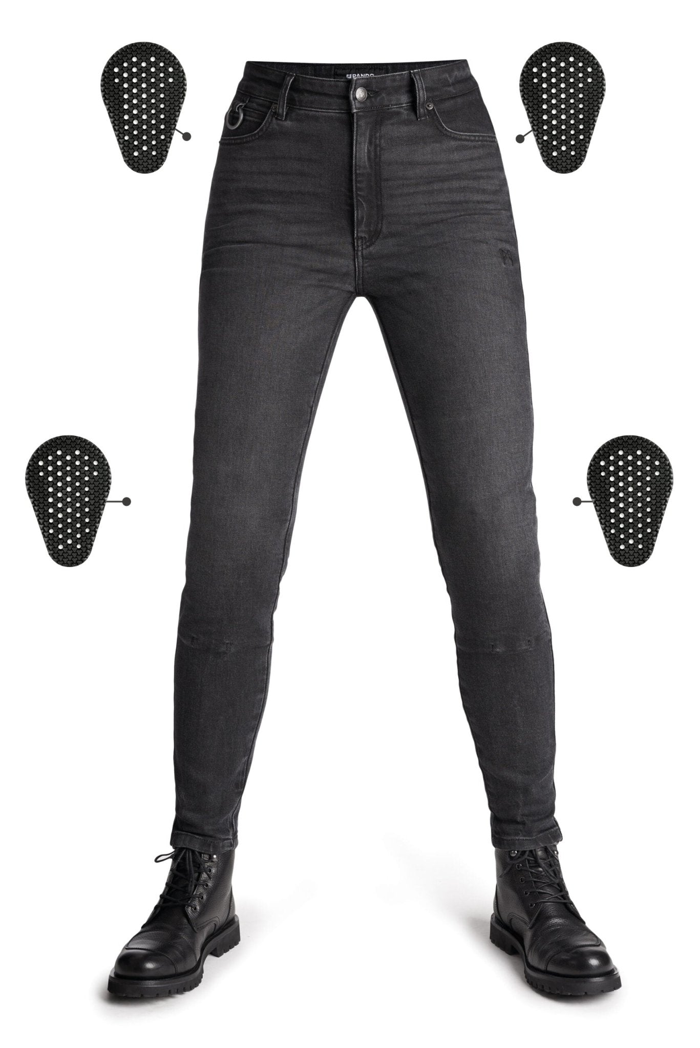 PANDO MOTO Kaya Slim Grey Jeans - High Road Motorsports - Motorcycle Pants - KAYA-SLIM-GREY-W24-L30 - Pando Moto