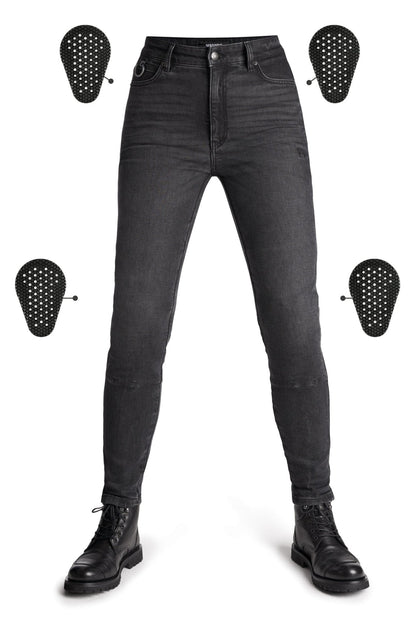 PANDO MOTO Kaya Slim Grey Jeans - High Road Motorsports - Motorcycle Pants - KAYA-SLIM-GREY-W24-L30 - Pando Moto