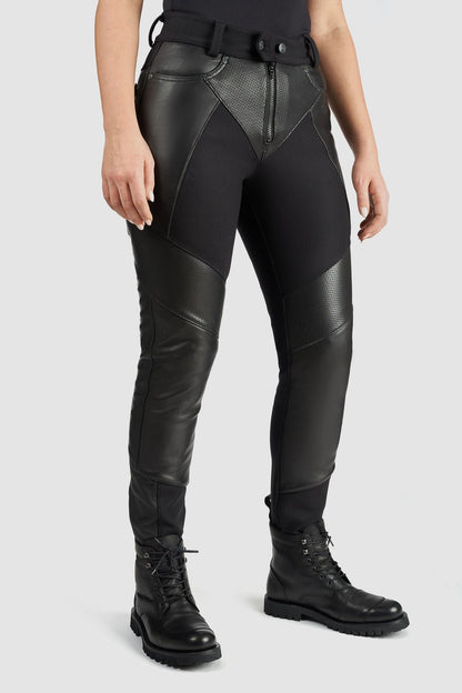 PANDO MOTO Kissaki Black Women's Leather Pants - High Road Motorsports - Motorcycle Pants -  - Pando Moto