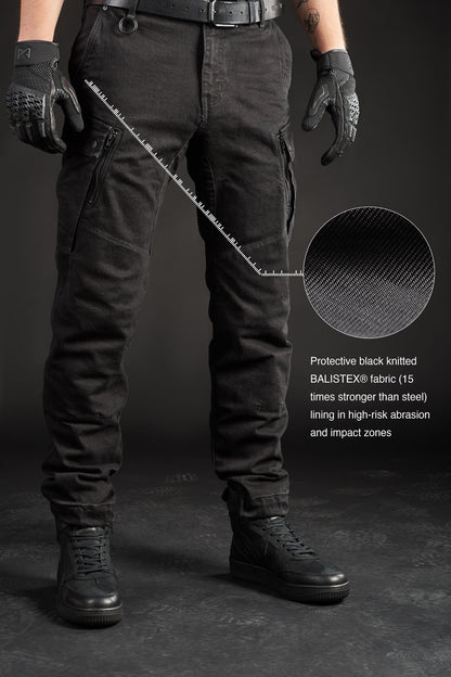 PANDO MOTO Mark AAA Cargo Pants - High Road Motorsports - Motorcycle Pants - MARK-BLACK-AAA-W28-L34 - Pando Moto