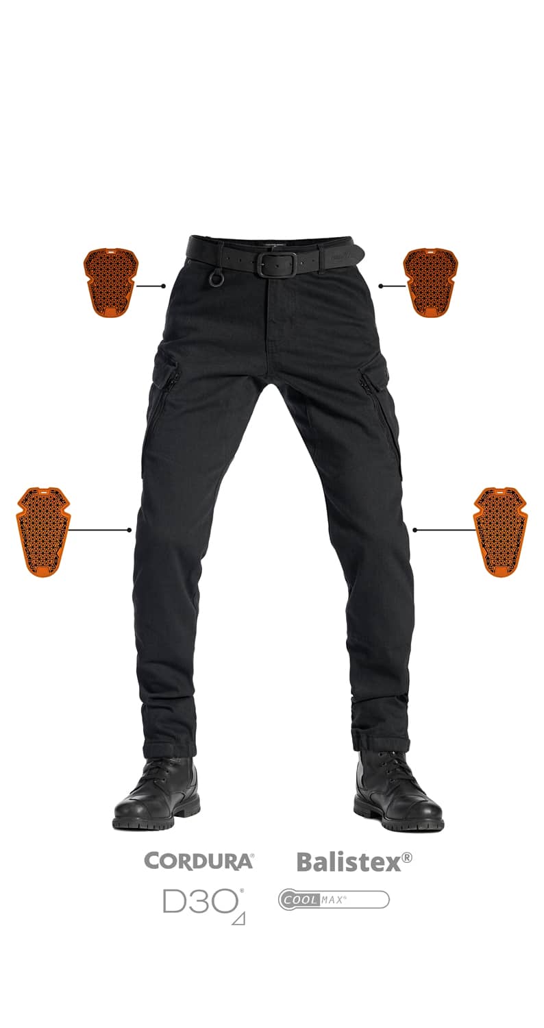 PANDO MOTO Mark AAA Cargo Pants - High Road Motorsports - Motorcycle Pants - MARK-BLACK-AAA-W28-L34 - Pando Moto