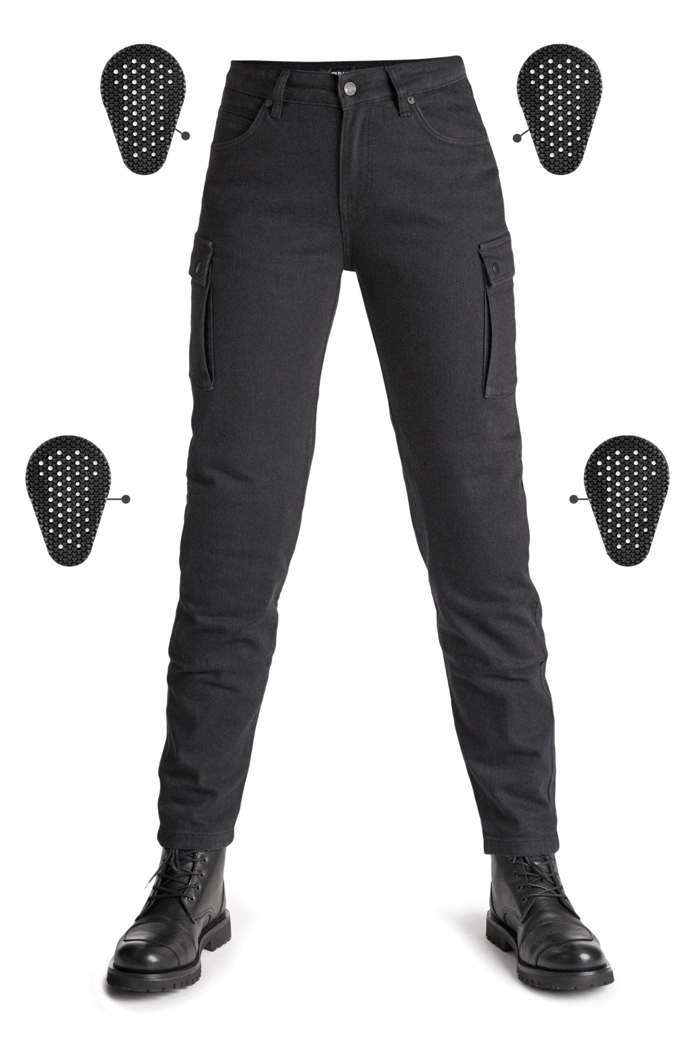 PANDO MOTO Mila Cargo Pants - High Road Motorsports - Motorcycle Pants - MILA-CARGO-BLACK-W24-L30 - Pando Moto