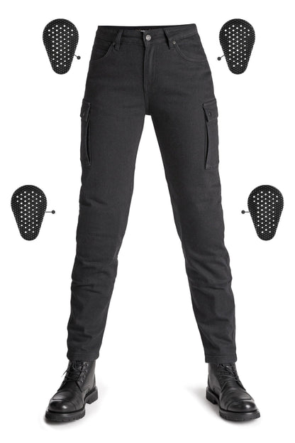PANDO MOTO Mila Cargo Pants - High Road Motorsports - Motorcycle Pants - MILA-CARGO-BLACK-W24-L30 - Pando Moto
