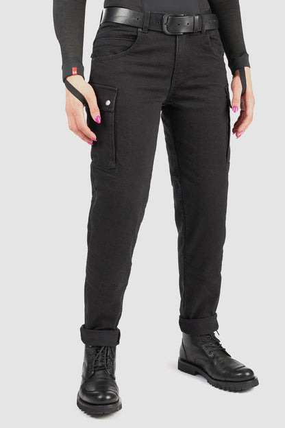 PANDO MOTO Mila Cargo Pants - High Road Motorsports - Motorcycle Pants - MILA-CARGO-BLACK-W24-L30 - Pando Moto