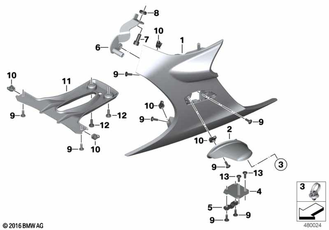 BMW Left Auxiliary Headlight Bracket (46638535967)