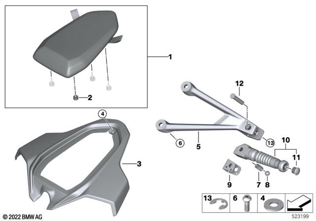 BMW Footrest Bracket, Rear Left (46718356863)
