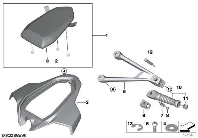 BMW Footrest Bracket, Rear Left (46718356863) - High Road Motorsports - Footpegs & Controls - 46718356863 - BMW