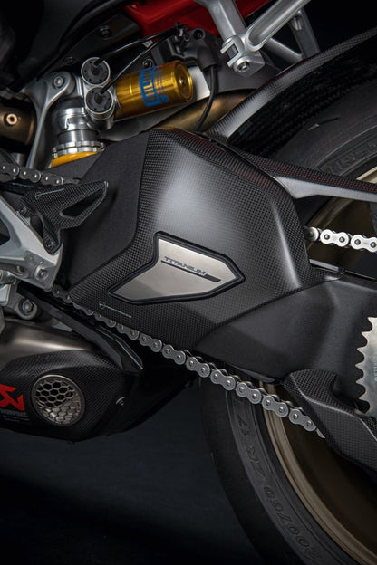 Ducati Carbon And Titanium Swinging Arm Cover (96981272BA) - High Road Motorsports - Swing Arm Guard - 96981272BA - Ducati