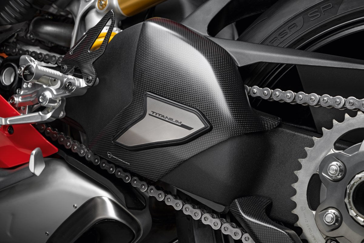 Ducati Carbon And Titanium Swinging Arm Cover (96989991C) - High Road Motorsports - Swing Arm Guard - 96989991C - Ducati