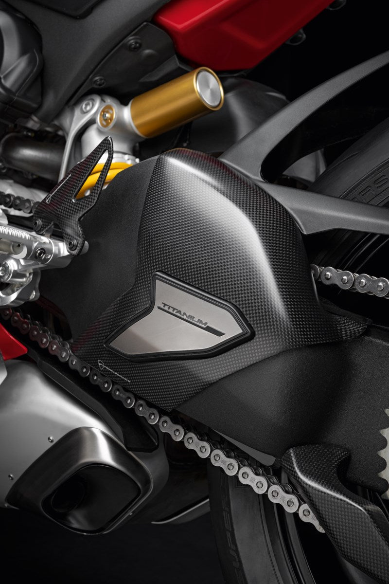 Ducati Carbon And Titanium Swinging Arm Cover (96989991C) - High Road Motorsports - Swing Arm Guard - 96989991C - Ducati