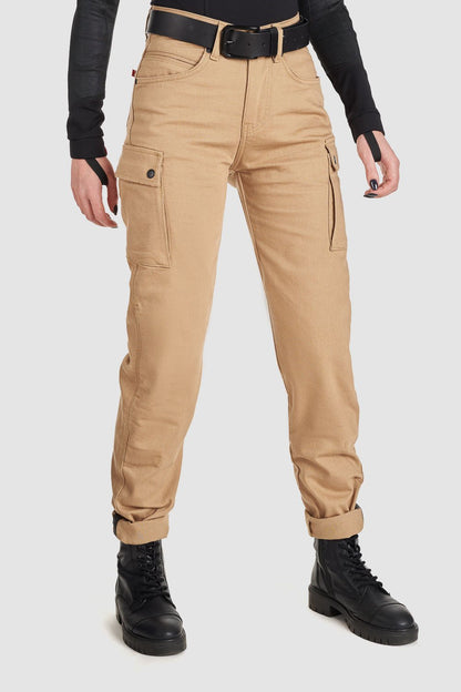 PANDO MOTO Mila Cargo Pants - High Road Motorsports - Motorcycle Pants - MILA-CARGO-BEIGE-W24-L30 - Pando Moto
