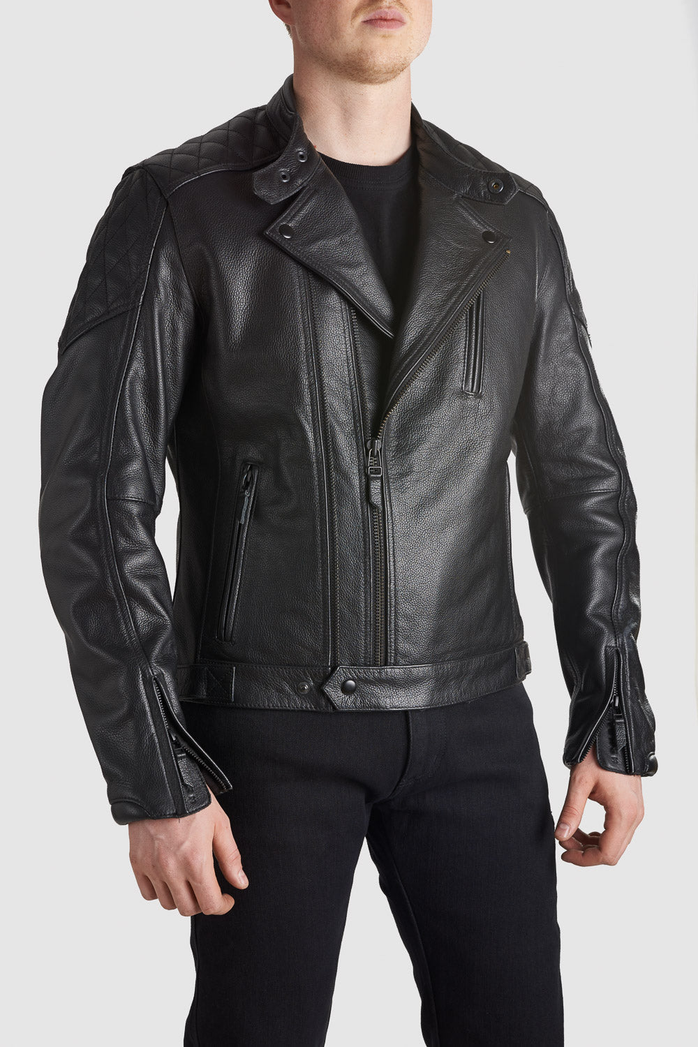 PANDO MOTO Twin Leather Jacket - High Road Motorsports - Motorcycle Jacket - TWIN-LEATHER-JACKET-BLACK-XXS - Pando Moto
